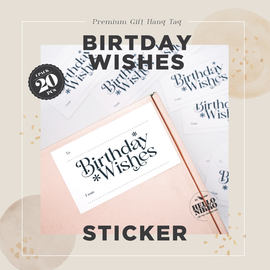 

Birthday Wishes Sticker - Hang tag kartu ucapan kado sticker hampers parcel box dus ultah natal christmas cny ramadan lebaran