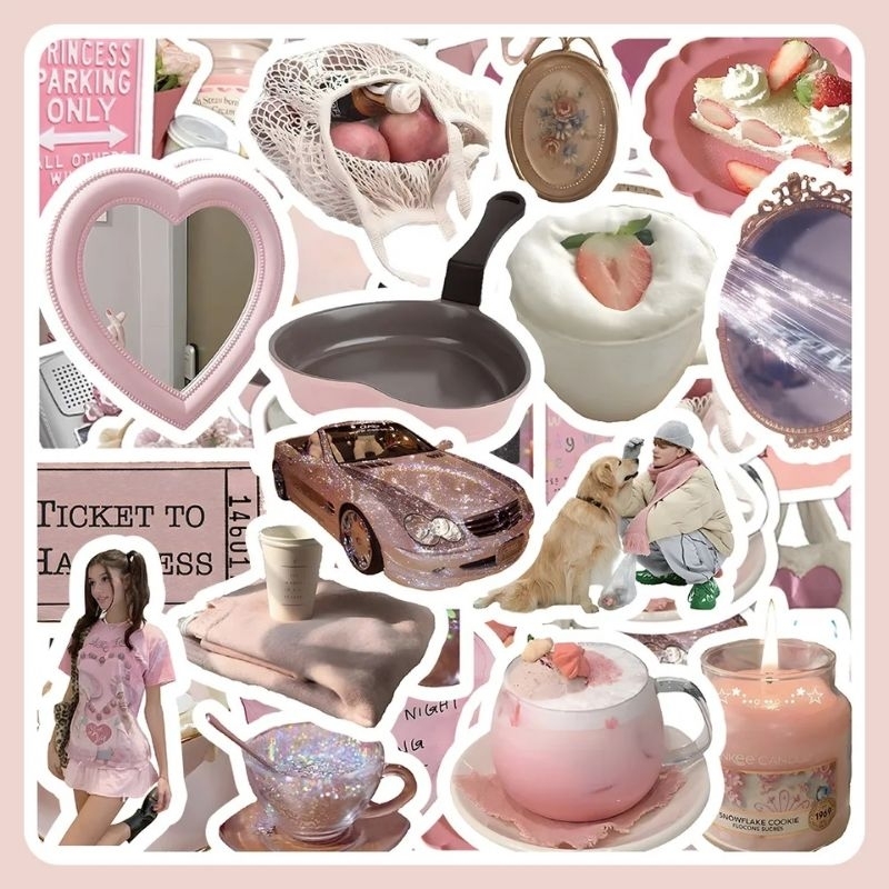 

60pcs Sticker Pink Purple Red Green Retro Vintage Graffiti Aesthetic Wateproof Stiker Vinyl Laptop Botol Minum HP