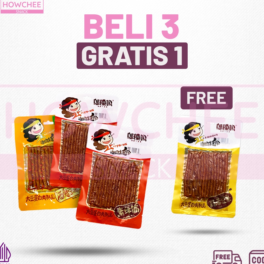 

Promo besar HALAL Howecheesnack Wulama Buy 3 Get 1 Free Latiao Wulama Gluten Latiao Snack a Vegetarian Food Snacks