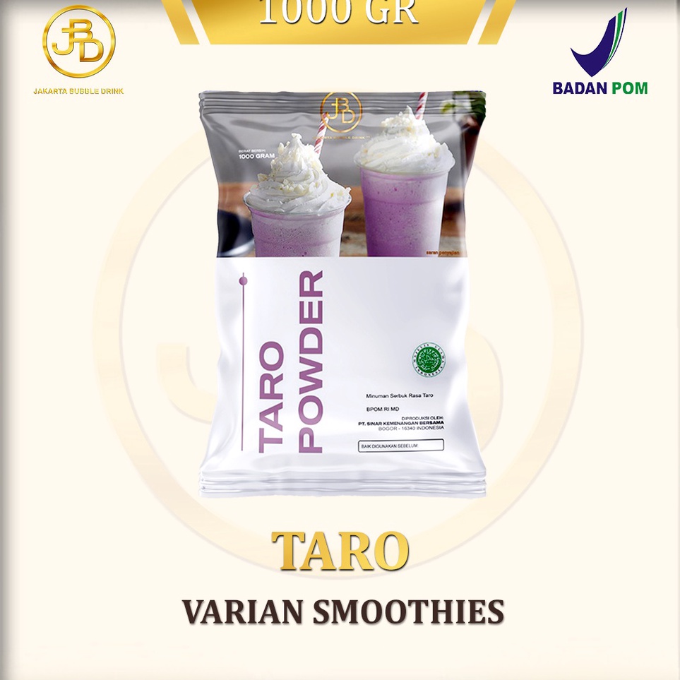

Sedia Bubuk Minuman Premium TARO Jakarta Bubble Drink BPOMHALAL