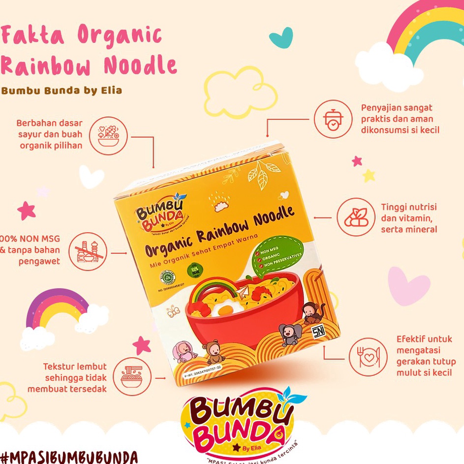 

Produk terbaru Bumbu Bunda Organic Rainbow Noodle Mie Organik Sehat Empat Warna Mie Sayur MPASI
