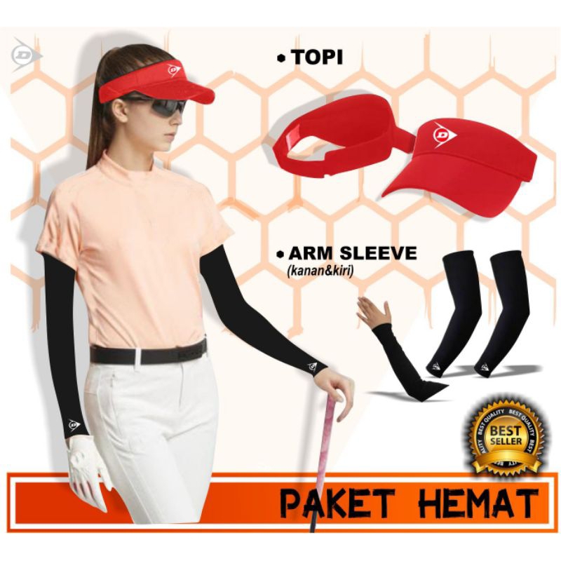 Topi olahraga golf tenis lapangan dan manset tangan pelindung panas unisex