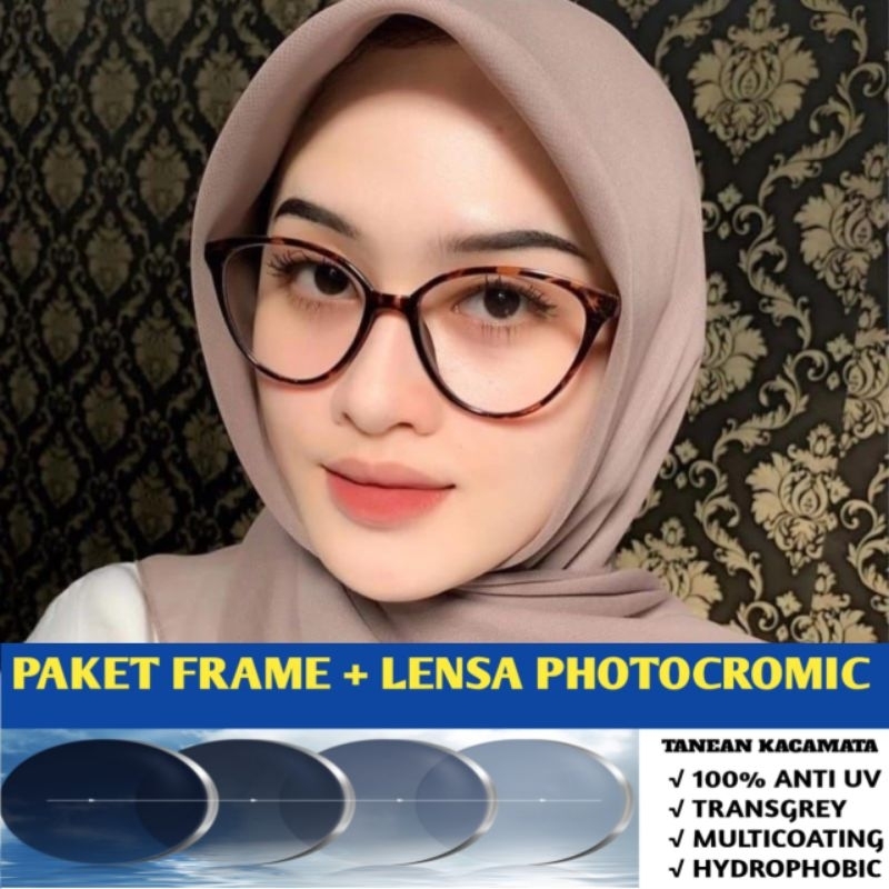 Kacamata cat Eye 1025 | Kacamata photocromic minus | Kacamata wanita