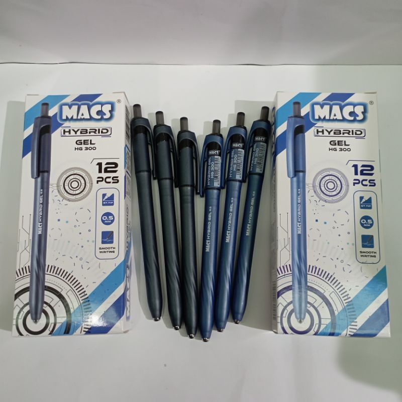 

BOLPEN MACS HYBRID HG 300 0,5mm 12pcs (hitam&biru) / pack