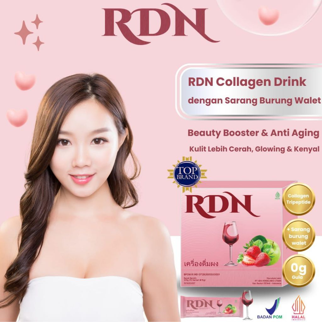 Collagen Drink RDN Premium ekstrak Buah Apel Stroberry dengan Sarang Burung Walet