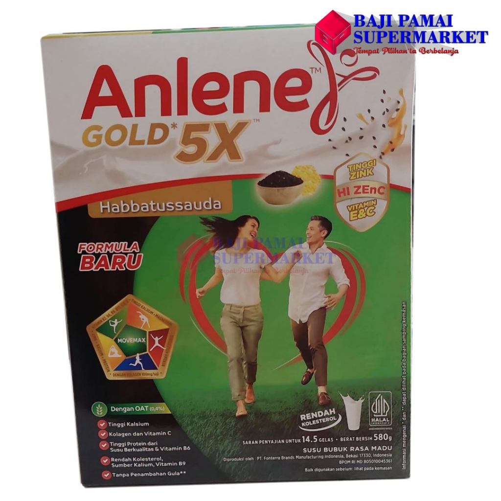 

Anlene Gold 5× Habbatussauda Rasa madu 580gr