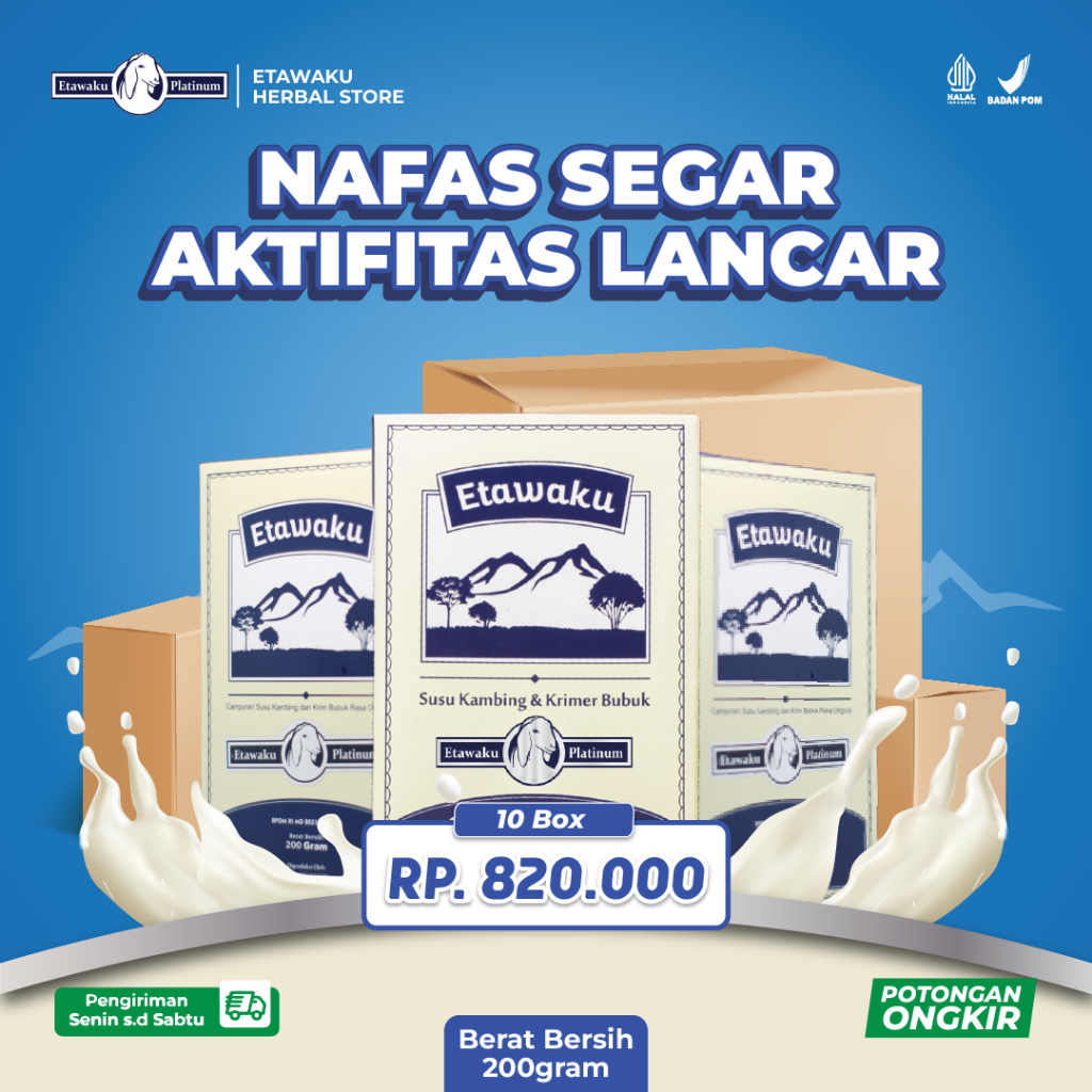 

Etawaku Platinum Susu Etawa Meringankan Sesak Nafas Original 10 Box