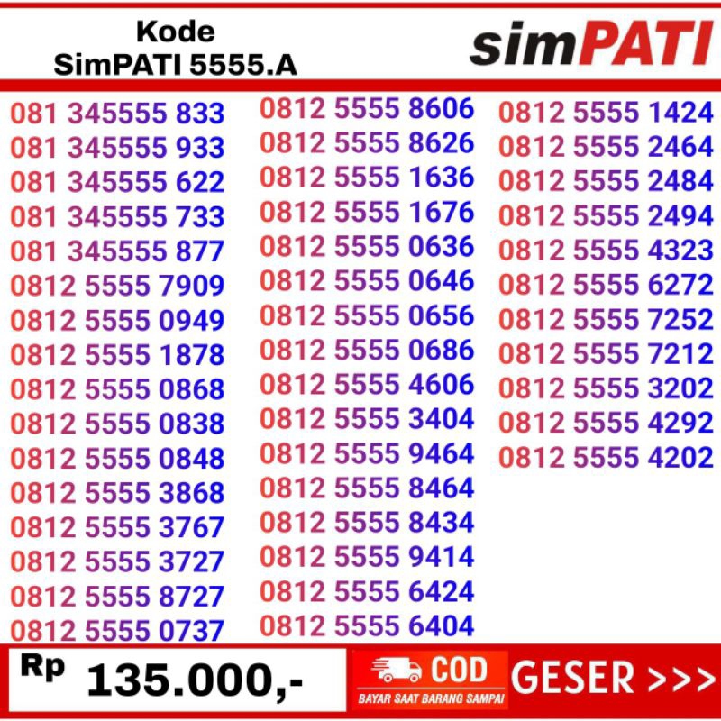 nomor cantik telkomsel simpati 5555 awalan 081