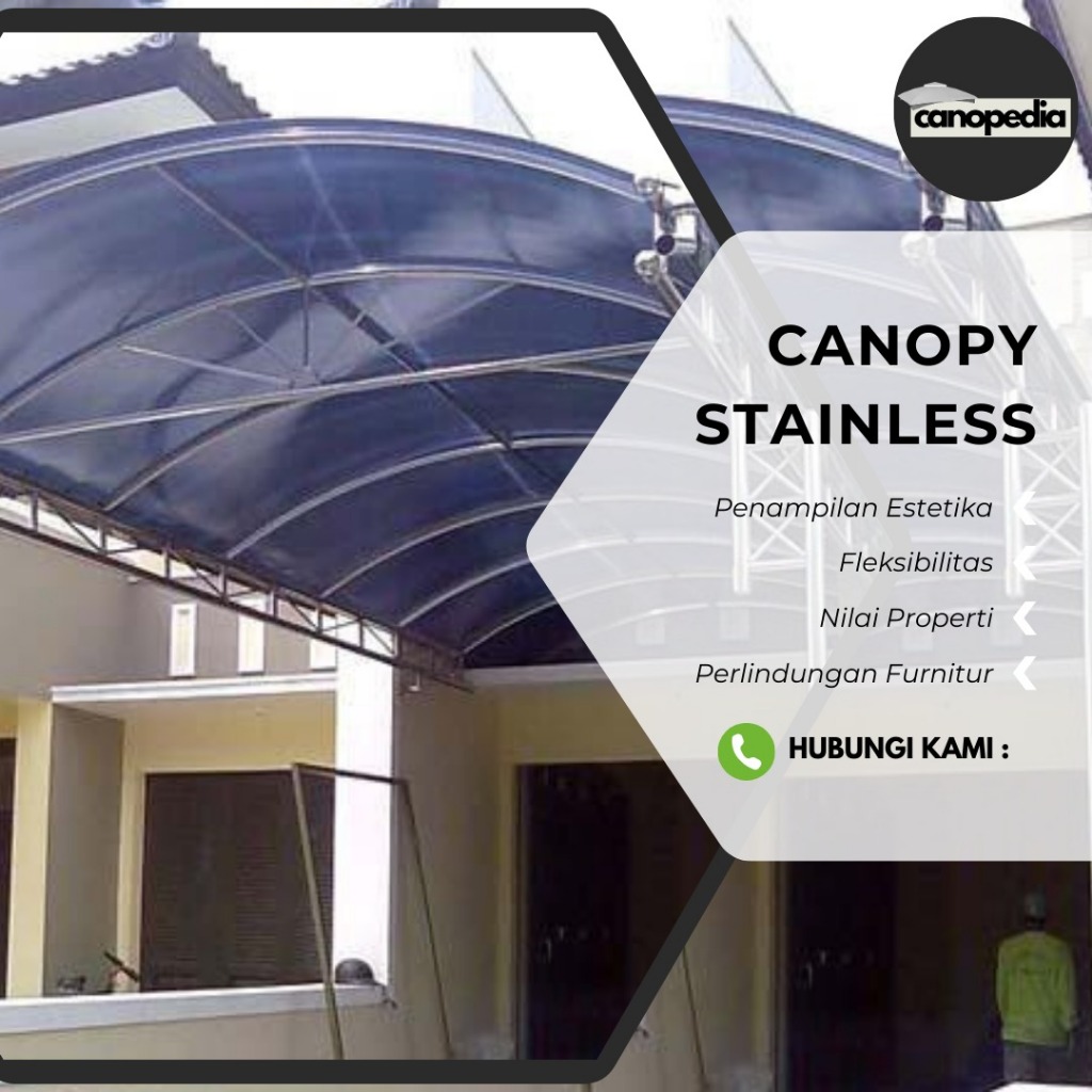 Canopy Stainless Steel anti karat Atap Alderon Genteng