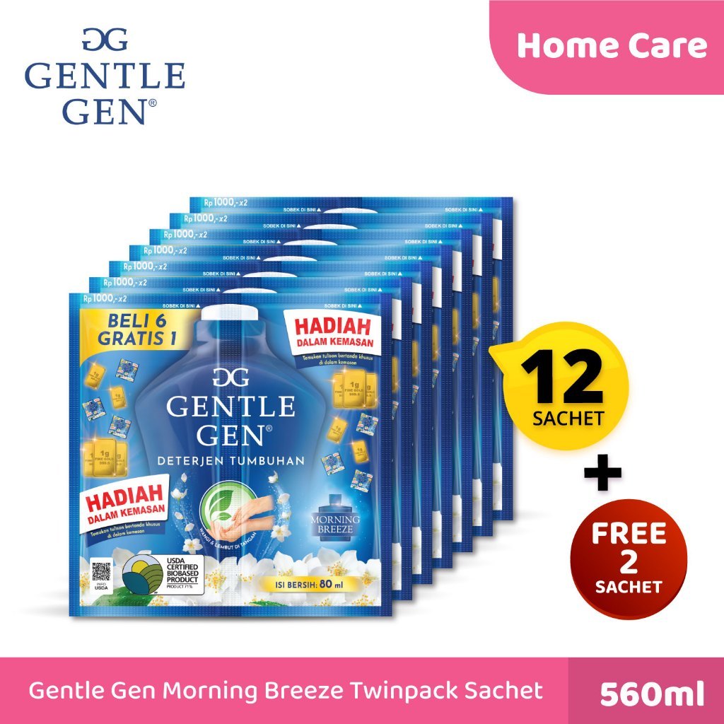 Deterjen Gentle Gen Twinpack Sachet | Gentle Gen 14Sachet Kemasan Berhadiah