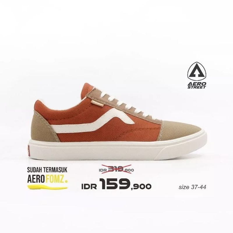 Sepatu AEROSTREET - Massive Low Natural Merah Bata Coklat - Sepatu Sneakers Casual Sport Sekolah Pri