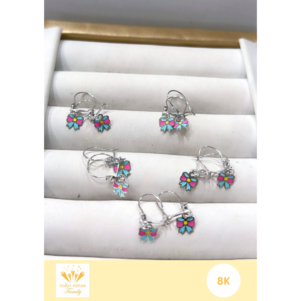 Anting Anak Emas Putih Kadar 375 (8K) Berat 0,5 - 1 Gram an