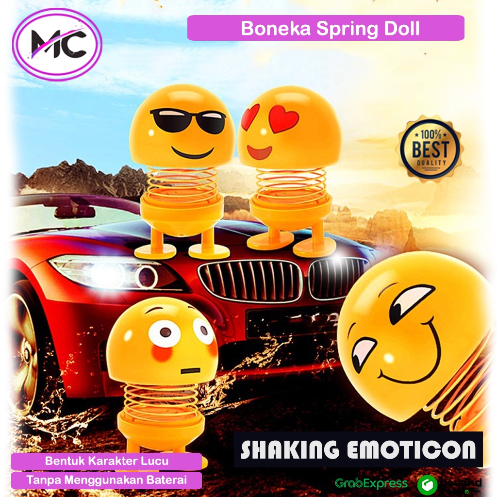 Mainan Anak Emoji Per Goyang Pajangan Dashboard Mobil Smile Boneka Spring Doll Mainan Emoji Per Goya