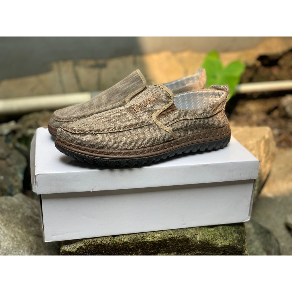 SEPATU BELBE RAJUT CREAM SLIP ON PRIA TRENDY KUALITAS IMPORT SEPATU CASUAL COWOK SEPATU KERJA TERKER