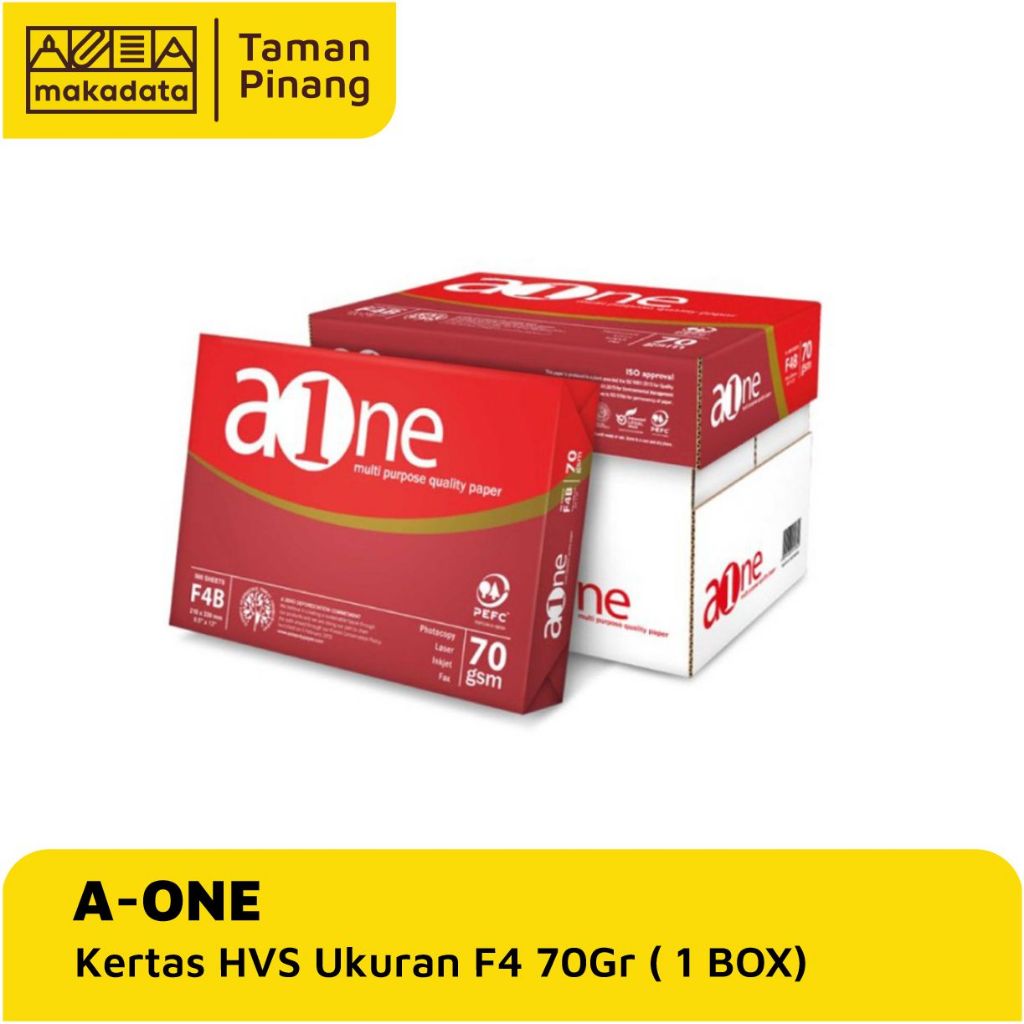

KERTAS HVS / KERTAS FOTOCOPY / KERTAS PRINT A-ONE F4 70 GRAM (1 BOX)