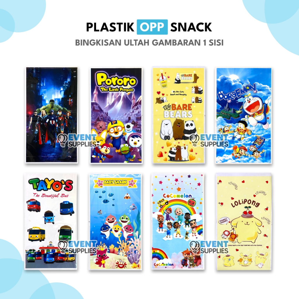 

Plastik OPP Snack Ulang Tahun Ultah Tebal isi 10 Gambar 1 Sisi Bingkisan Ulang Tahun Karakter Anak Lucu 22 x 40cm