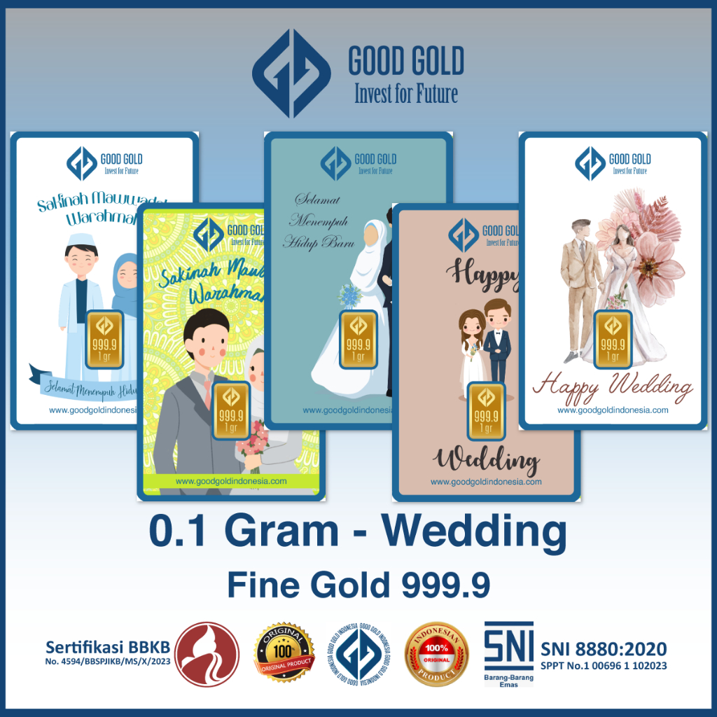 Logam Mulia Good Gold 0.1 Gram edisi Pernikahan/ Emas Batangan GoodGold 0,1gr