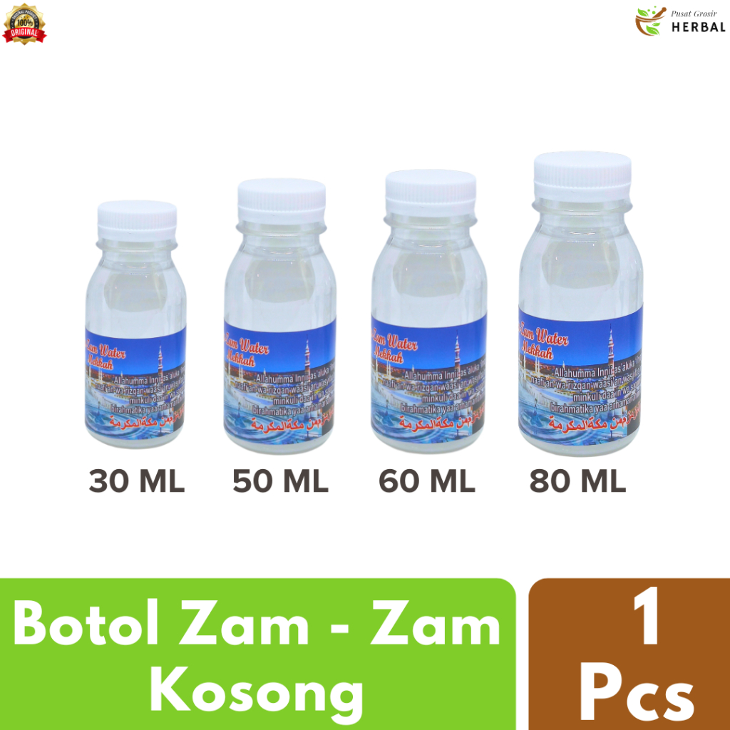 Botol Air Zam Zam / Zamzam Kosong Kecil 30ml 50ml 60ml 80ml 1Pcs Oleh Oleh Haji Dan Umroh Grosir