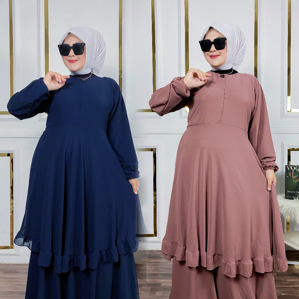 Gamis Malaysia Arumi Terbaru busui Ceruty Babydoll Jumbo Polos