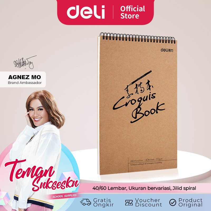 

Deli Sketch book A4 40 lembar , buka vertikal,atau diputar 73357