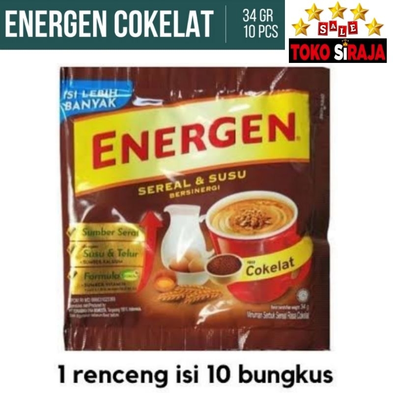 

ENERGEN COKLAT 1 RENCENG 10 SACHET / ENERGEN COKELAT 10 BUNGKUS / ENERGEN SEREAL & SUSU RASA COKLAT 1 RENTENG