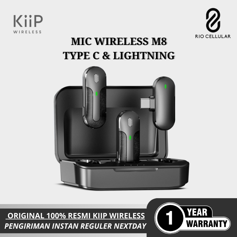 KIIP M8 MICROPHONE MIC WIRELESS CLIP ON DUAL PORTABLE TYPE C LIGHTNING