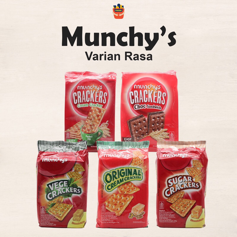 

Munchy’s Biscuits Cream Cracker, Choc Sandwich, Vege Crackers, Original Cream Crackers, Sugar Crackers Cookies