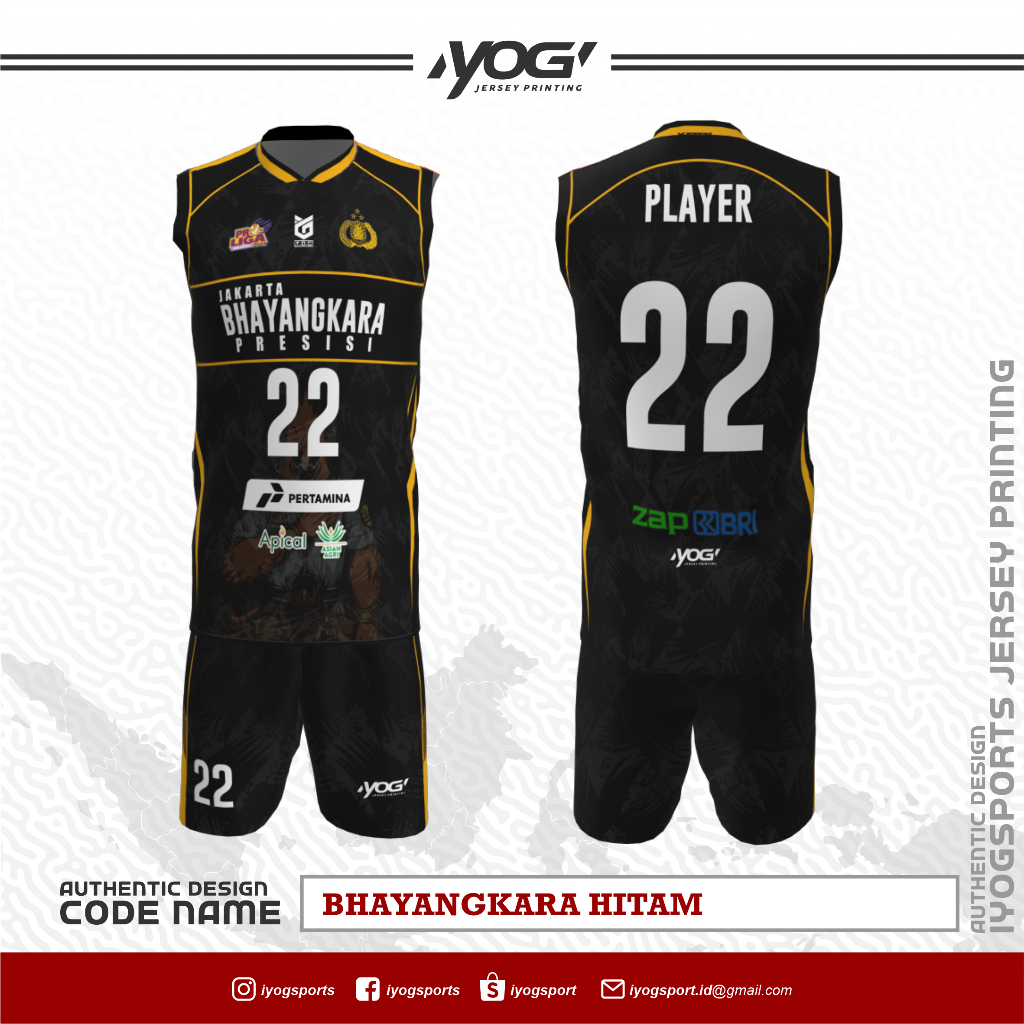JERSEY TANDING BHAYANGKARA (HITAM) PROLIGA 2024 PREMIUM - PREORDER [ BISA CUSTOM NAMA & NOMOR  | BAJ
