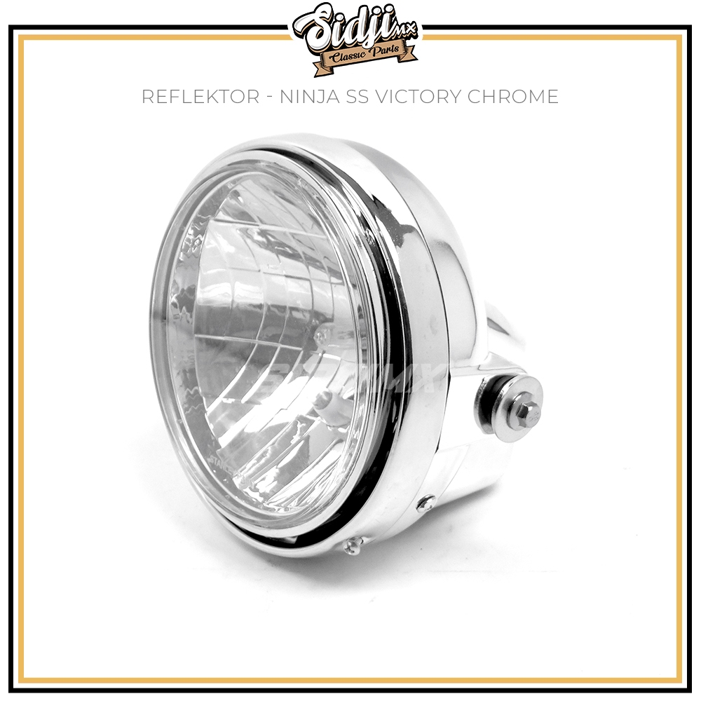 Lampu Depan Ninja R Set Batok Reflektor Bulat Chrome Motor Megapro Tiger CB GL RX KING