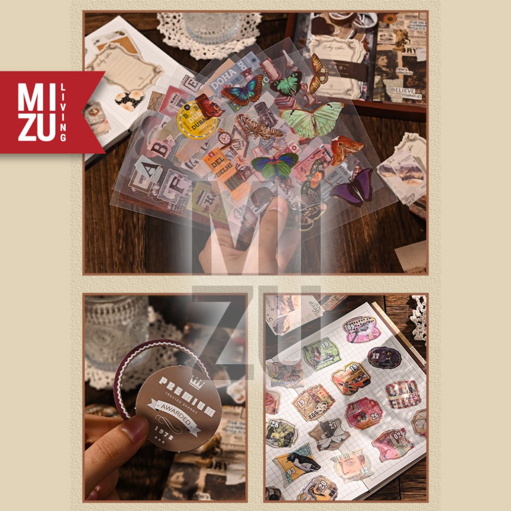 

RB MIZU DEKO-NIKKI Set Vintage Travel Scrapbook Bujodeko Buku Journal Kit Diary Notebook Sticker