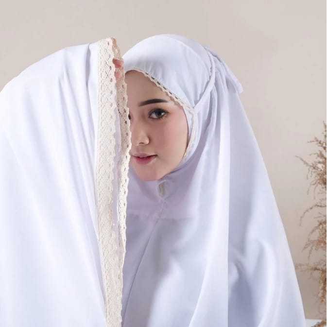 mukena putih dewasa renda kekinian adem