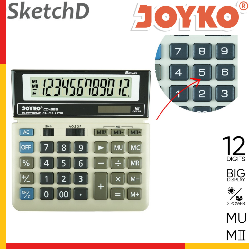 

Kalkulator sedang 12 digit Joyko Calculator CC 868