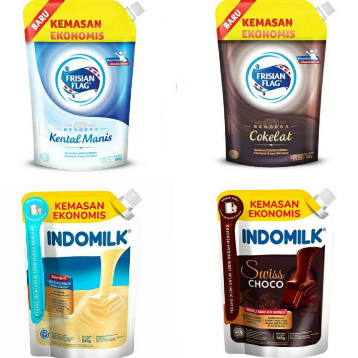

Paket Hemat INDOMILK Susu Kental Manis Pouch 545gr FRISIAN FLAG Kental Manis 56gr