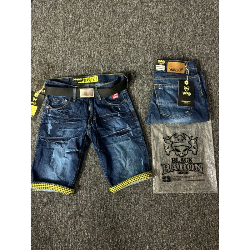 celana jeans pendek pria motif sobek cakar stik balik brand black viper vlg36/gvn's store /slimfit s