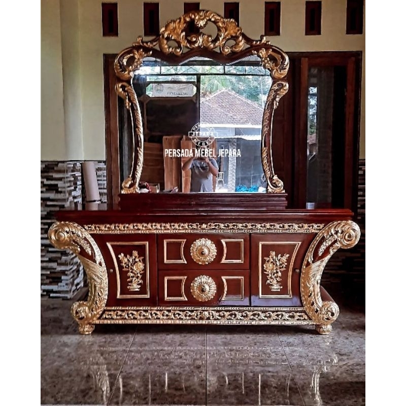 Bufet rias biola / Bufet hias / Bufet / Bufet dinding / Meja dinding / Meja / Meja jati / Meja rias