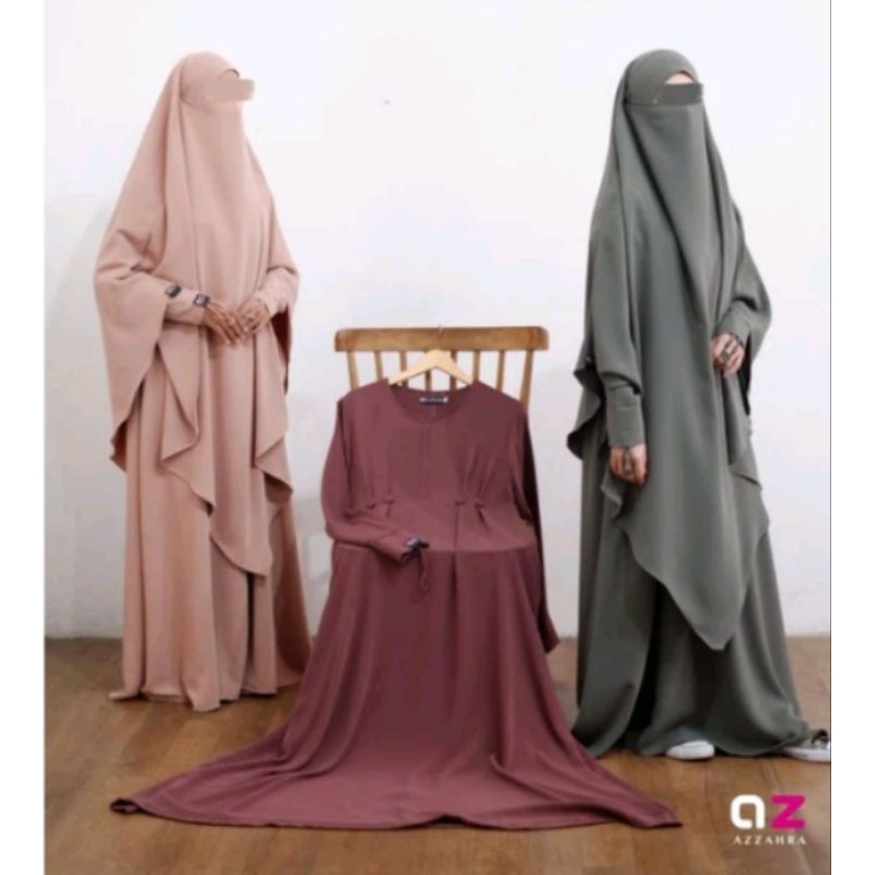 new set gamis dan fk bahan Mazen warna midnight blue