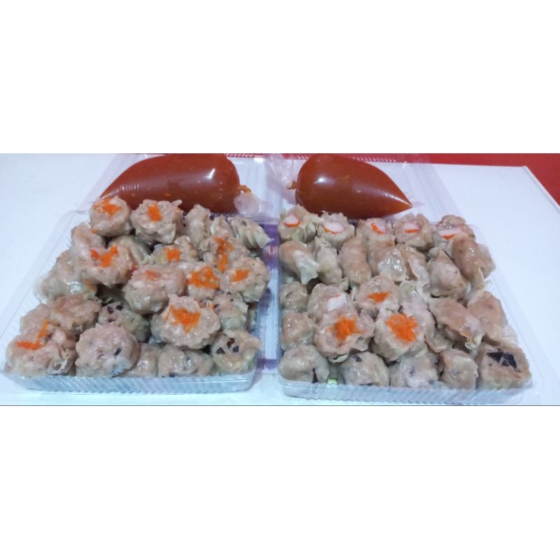 

dimsum ayam mix paket 100 pcs tanpa pengawet bersertfikat halal