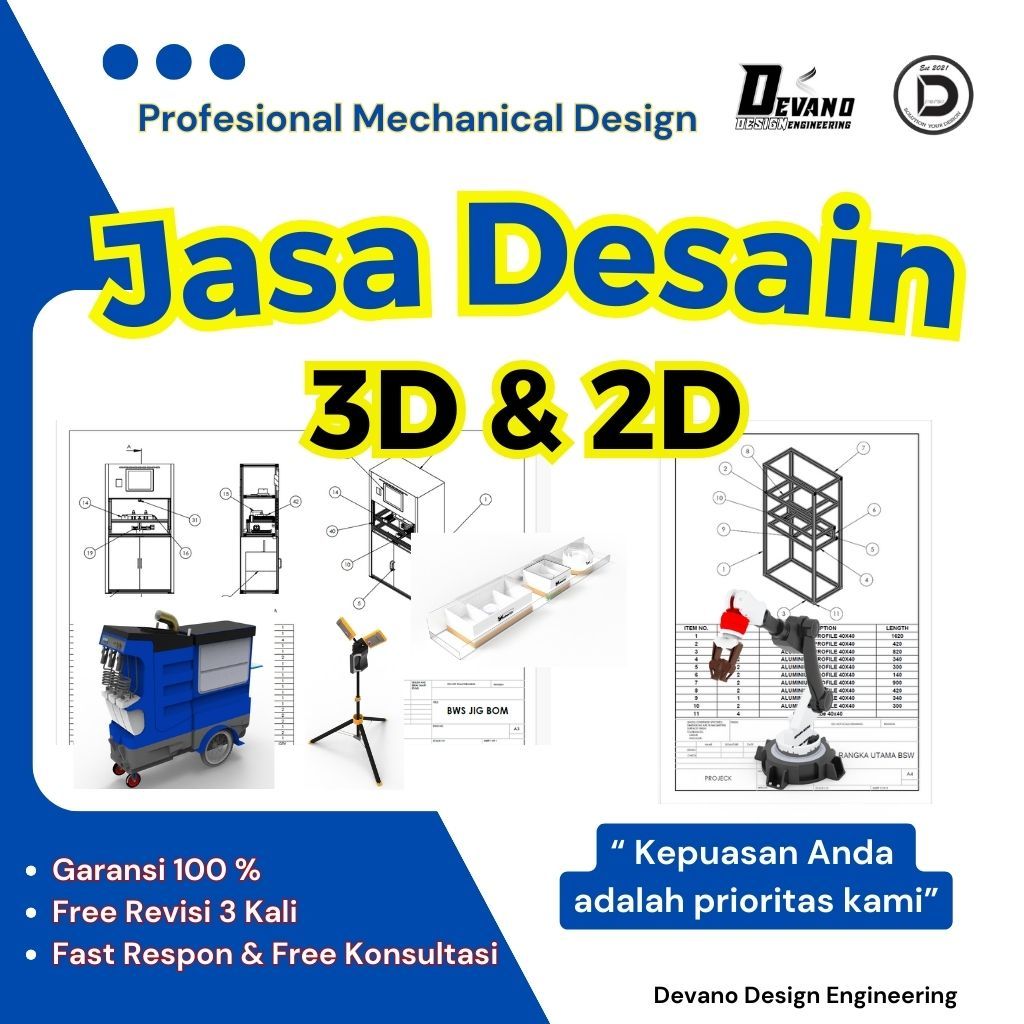 JASA PEMBUATAN GAMBAR TEKNIK 2D DAN 3D MODELING (AUTOCAD, SOLIDWORKS, INVENTOR DLL