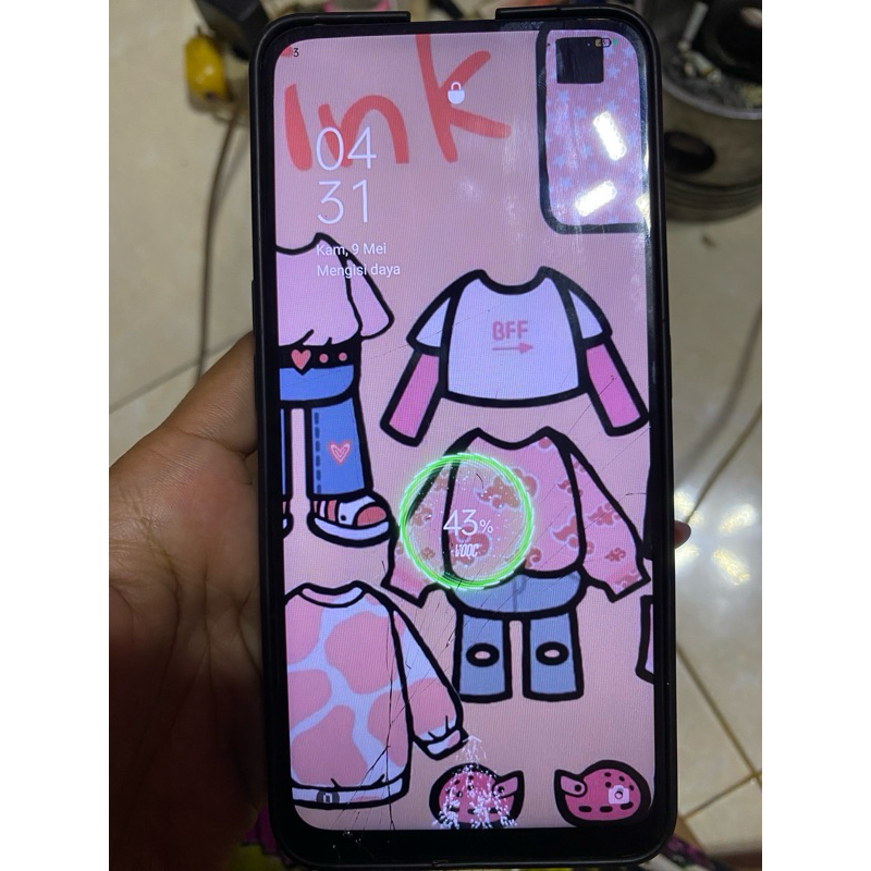 LCD oppo k3 sentuh normal minus retak aja