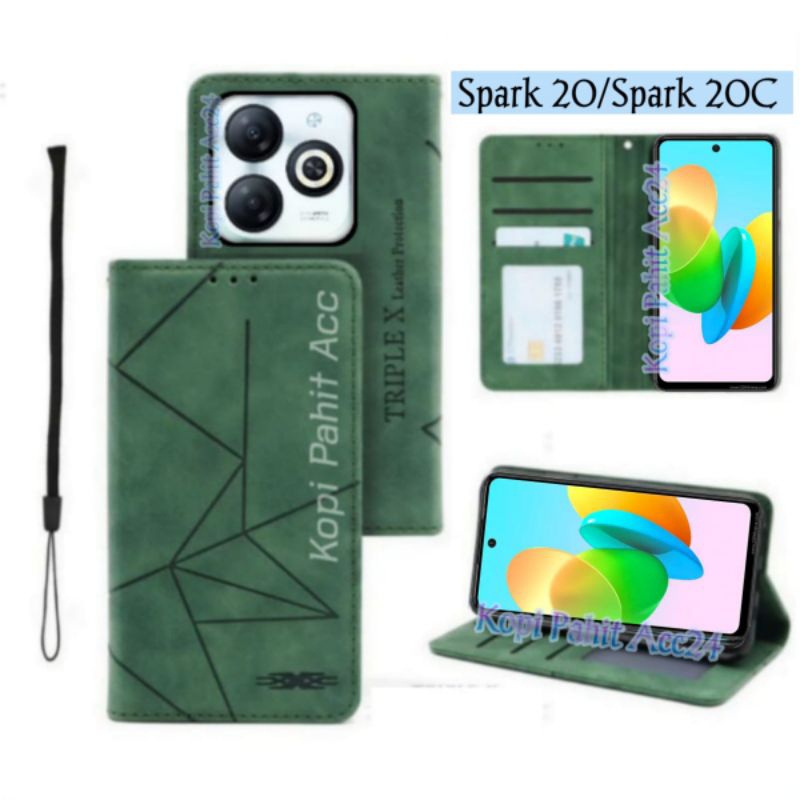 Case Tecno Spark 20(KJ5) Spark 20C (BG7/BG7n) Flip Cover Wallet Sarung Hp Casing Dompet Flip Magnet