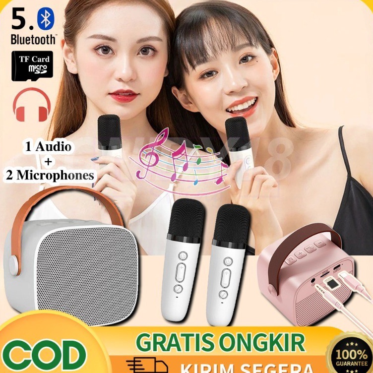 jO CODMini Speaker Bluetooth 2Mic 1 Set Karaoke Speaker KTV Cute Wireless Lucu Portabel Luar Ruangan