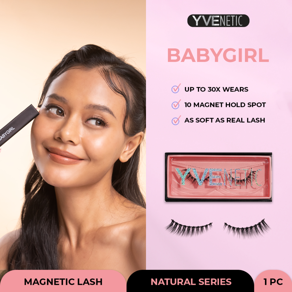 YVENETIC Babygirl (Natural) - Magnetic Eyelash | Bulumata Magnetik Tanpa Lem - Menggunakan Eyeliner 