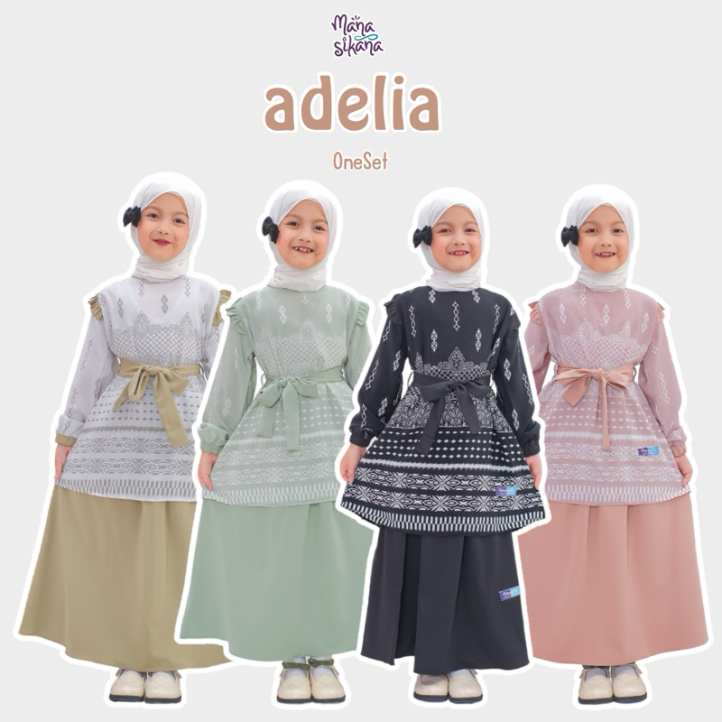 MANASIKANA Adelia OneSet Setelan Tunik Baju Anak Perempuan 3-13 tahun