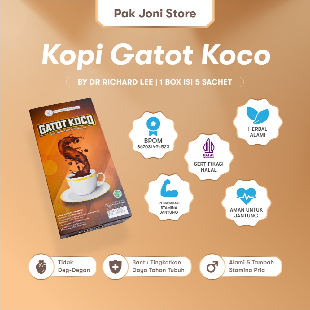 

Kopi Gatot Koco By Dr. Richard Lee Dr. Hen Original 1 Box Isi 5 BPOM Minuman Kesehatan Pria Pak Joni