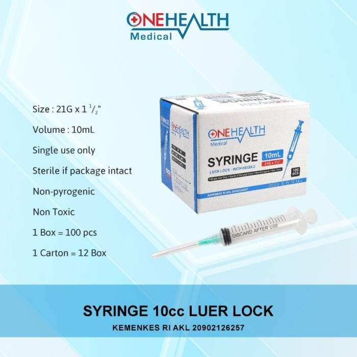Onehealth Spuit 10 cc Per Box Syringe 10 cc Per Box Alat Injeksi Suntikan