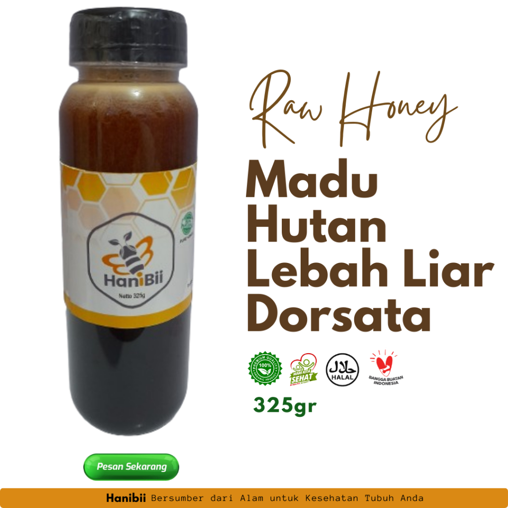 

Madu Murni Asli Hutan Sumatera Dorsata Sialang Netto 325 gr HaniBii Lulus Uji Lab