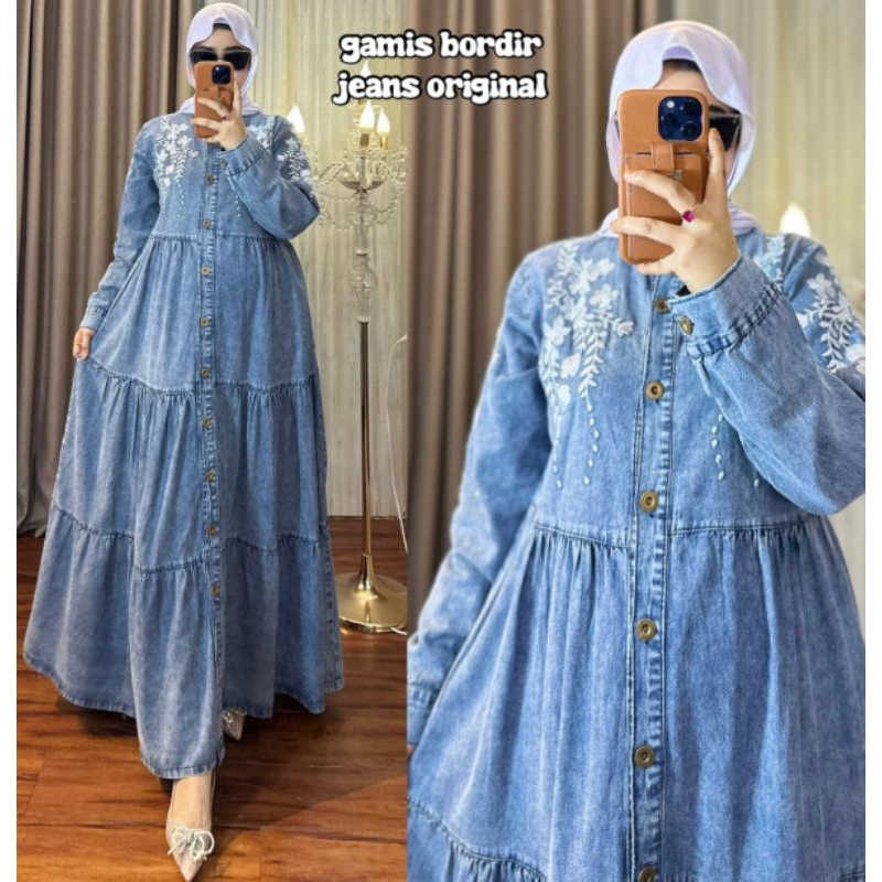 GAMIS WANITA JEANS BORDIR(DN)