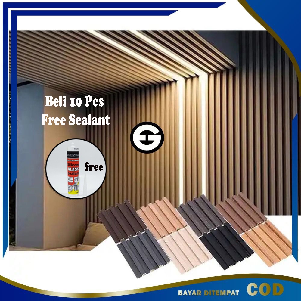 WA Wood Panel WPC Wall Panel PVC Motif Kayu Dinding Kisi Kisi Kayu Dekorasi Tembok Anti Rayap