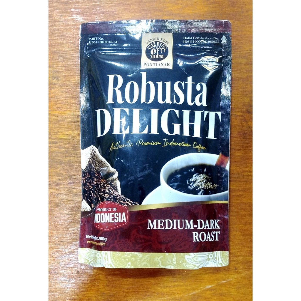 

Bubuk Kopi Robusta Cap SURYA Khas Pontianak 200gr/0.2kg~Best Quality