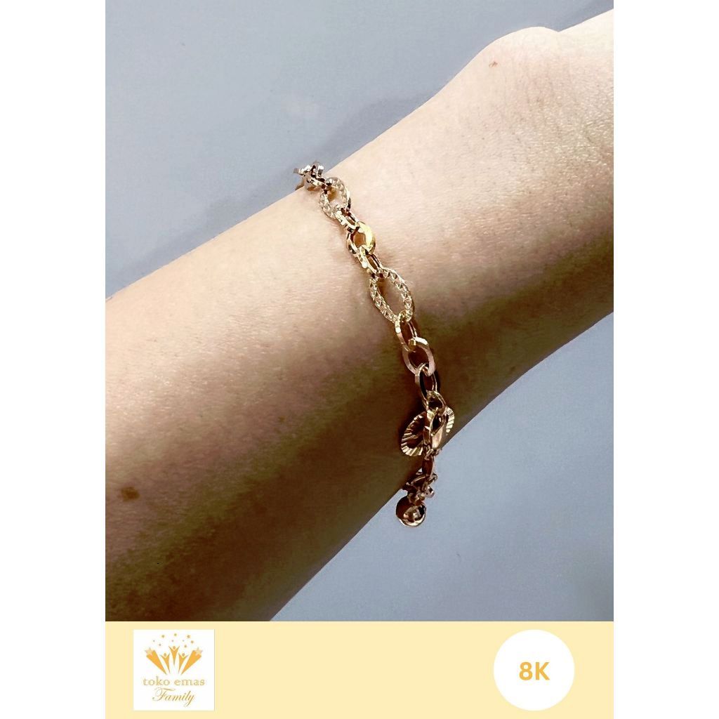 Gelang Emas Kadar 375 (8K) Model Hollow 1 - 5 Gram an